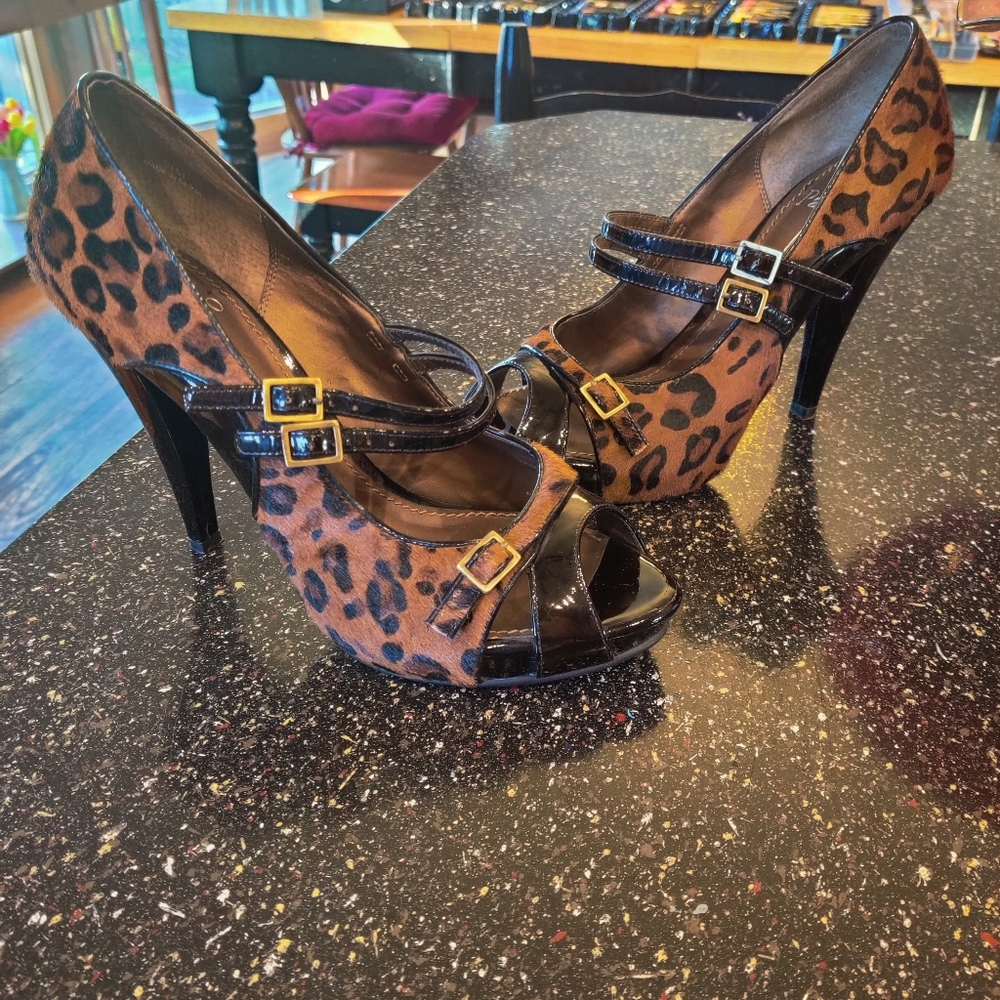 Linea Paolo Peep Toe Calf Hair Heels